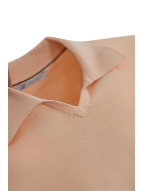 Maglia stile polo in cotone Papaya/grigio BRUNELLO CUCINELLI | M29800145CNN40